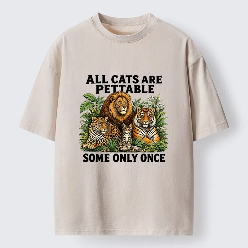 Tokyo-Tiger Funny Wild Cat Family Scene Washed T-Shirt