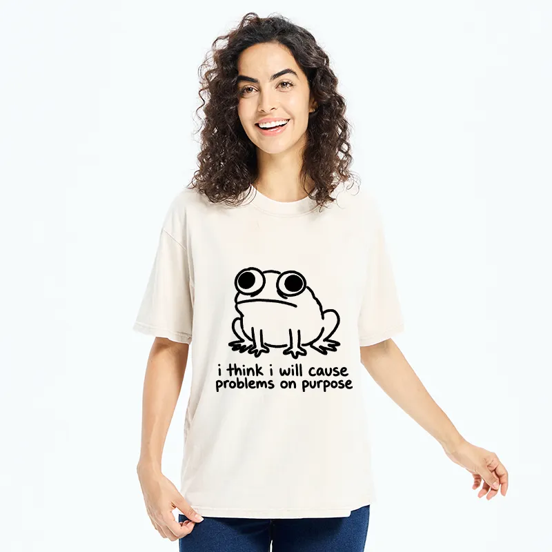 Tokyo-Tiger Funny Frog Quote Washed T-Shirt