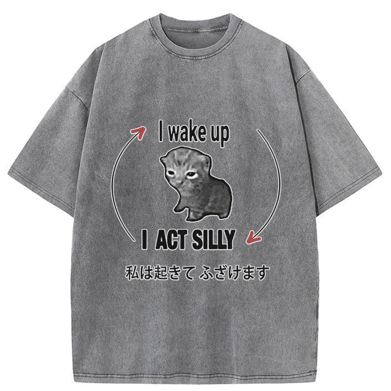 Tokyo-Tiger Wake Up Act Silly Washed T-Shirt