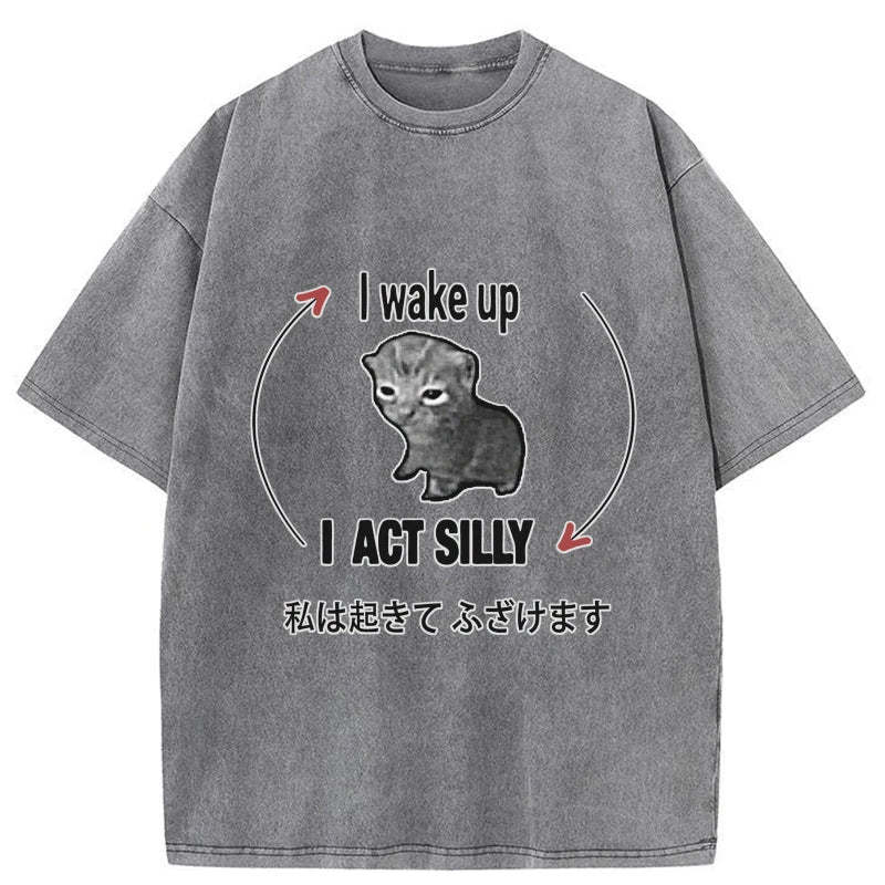 Tokyo-Tiger Wake Up Act Silly Washed T-Shirt