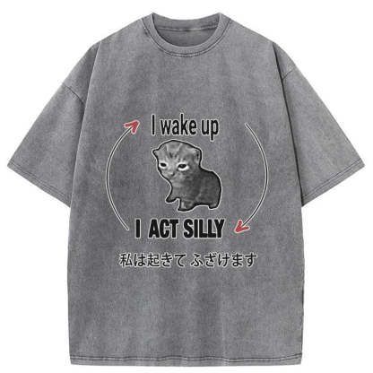 Tokyo-Tiger Wake Up Act Silly Washed T-Shirt