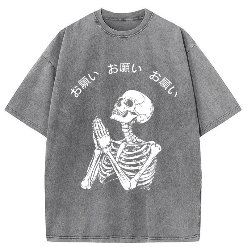 Tokyo-Tiger Skull Prayer Washed T-Shirt