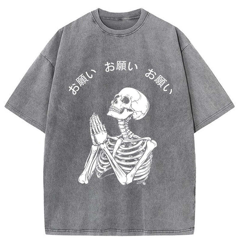 Tokyo-Tiger Skull Prayer Washed T-Shirt Sale