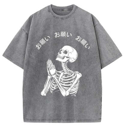 Tokyo-Tiger Skull Prayer Washed T-Shirt