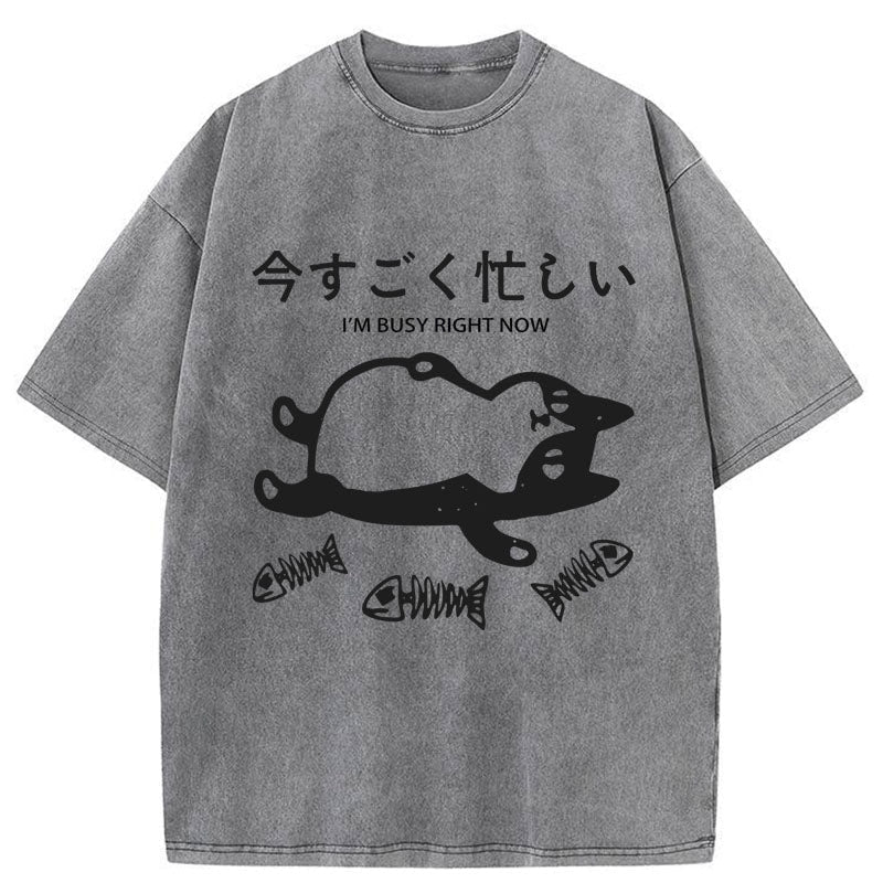 Tokyo-Tiger I'm Busy Right Now Washed T-Shirt