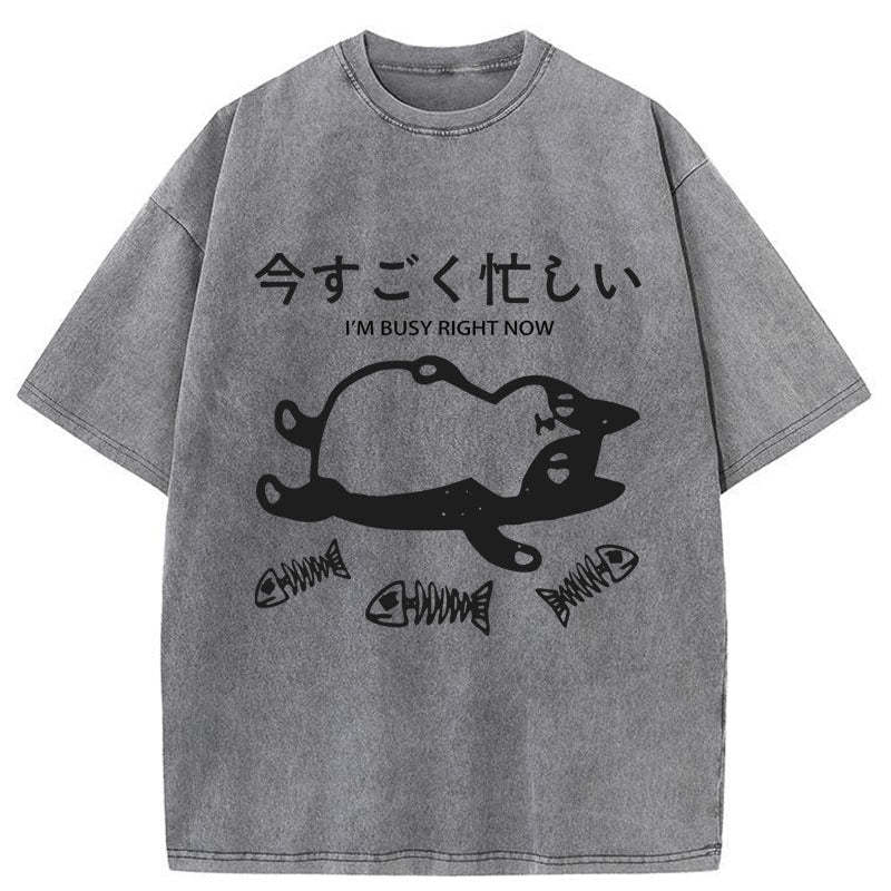 Tokyo-Tiger I'm Busy Right Now Washed T-Shirt