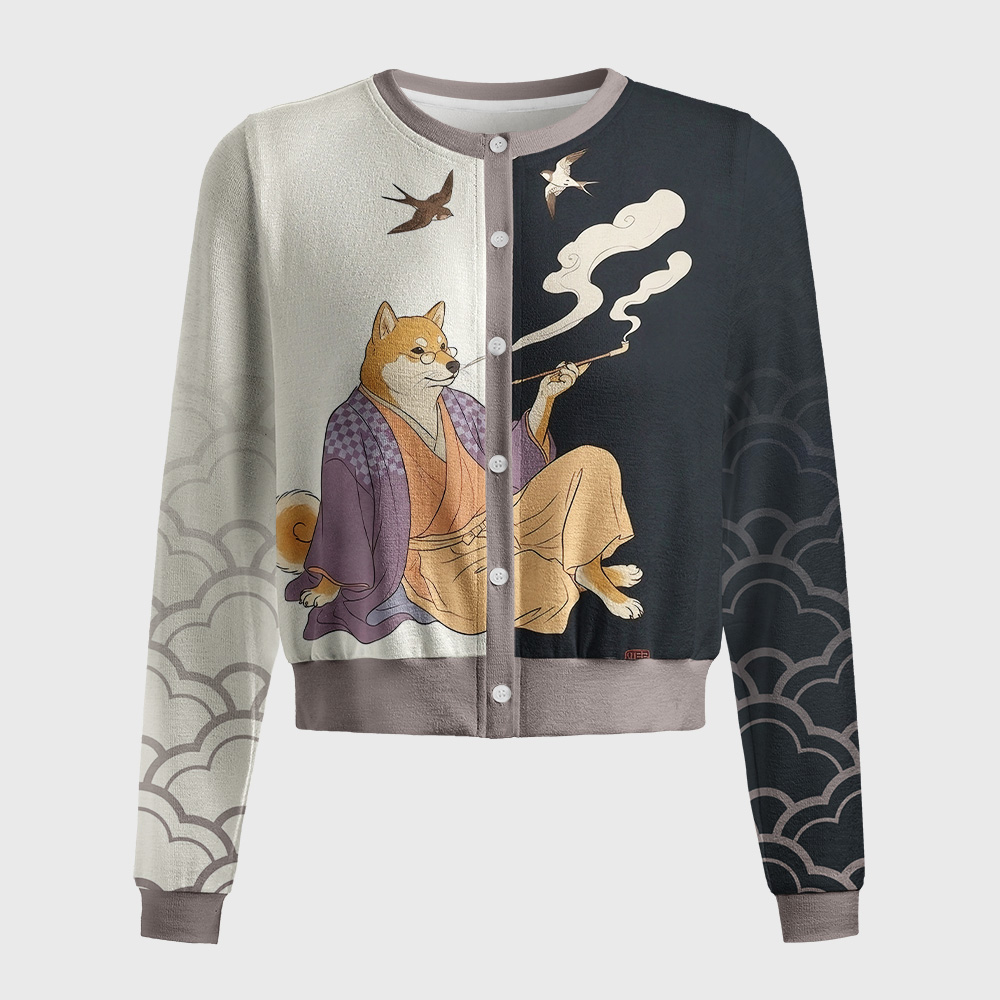 Tokyo-Tiger Ukiyo‑e Dog Women's Lightweight Cardigan