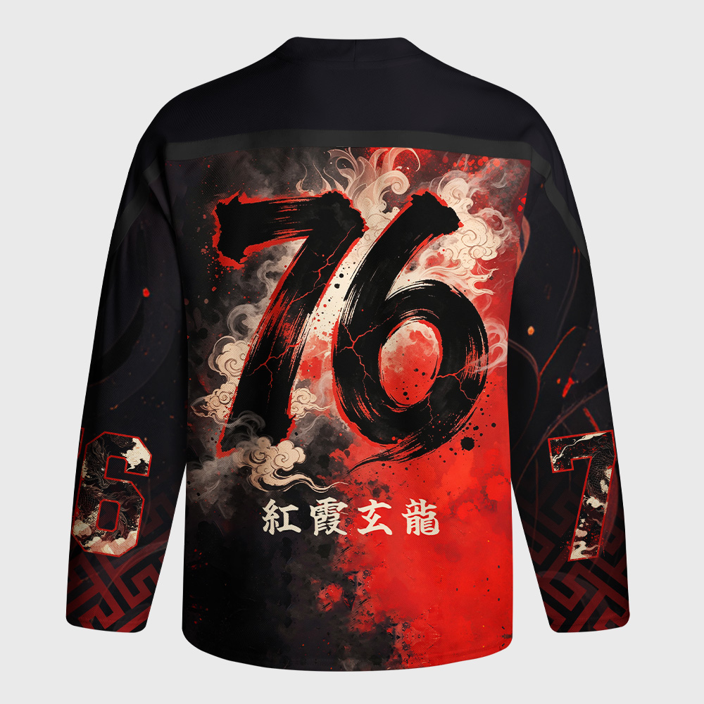 Tokyo-Tiger Obsidian Dragon Crimson Sky Long-Sleeve Hockey Jersey