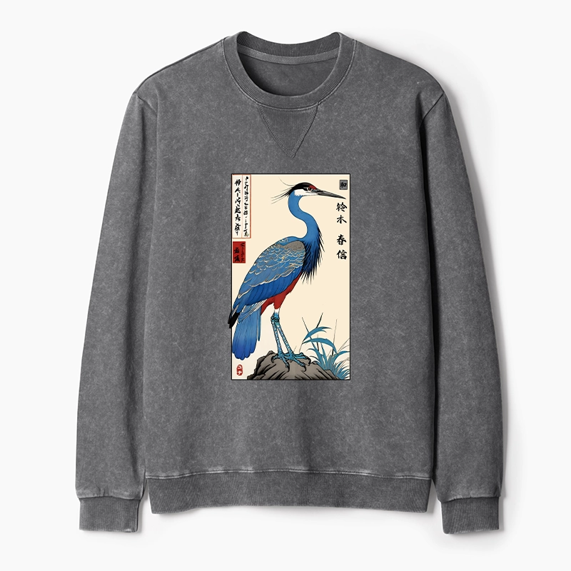 Tokyo-Tiger Colorful Crane Washed Terry Sweatshirt