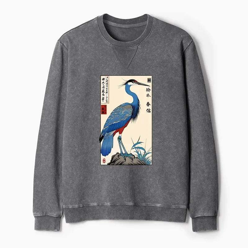 Tokyo-Tiger Colorful Crane Washed Terry Sweatshirt