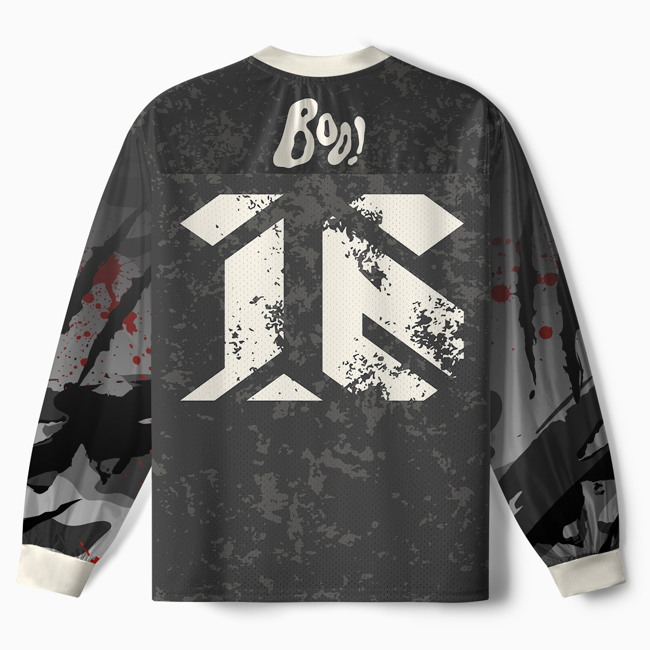 Tokyo-Tiger Spooky Ghost with Knife Paneled Long Sleeve Jersey