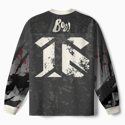 Tokyo-Tiger Spooky Ghost with Knife Paneled Long Sleeve Jersey