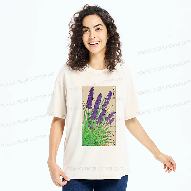 Tokyo-Tiger Japanese Lavender Washed T-Shirt