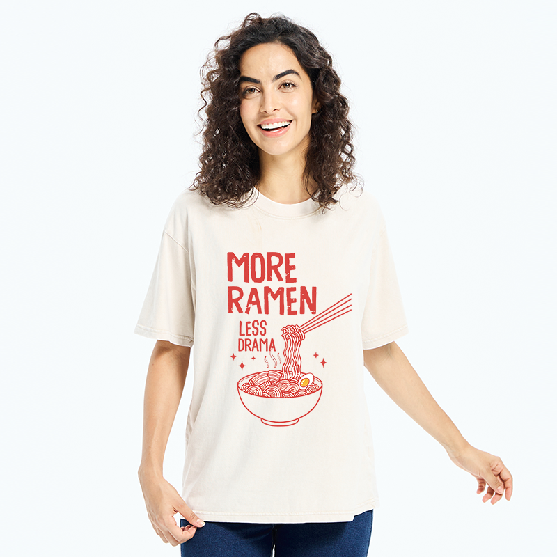 Tokyo-Tiger More Ramen Less Drama Washed T-Shirt