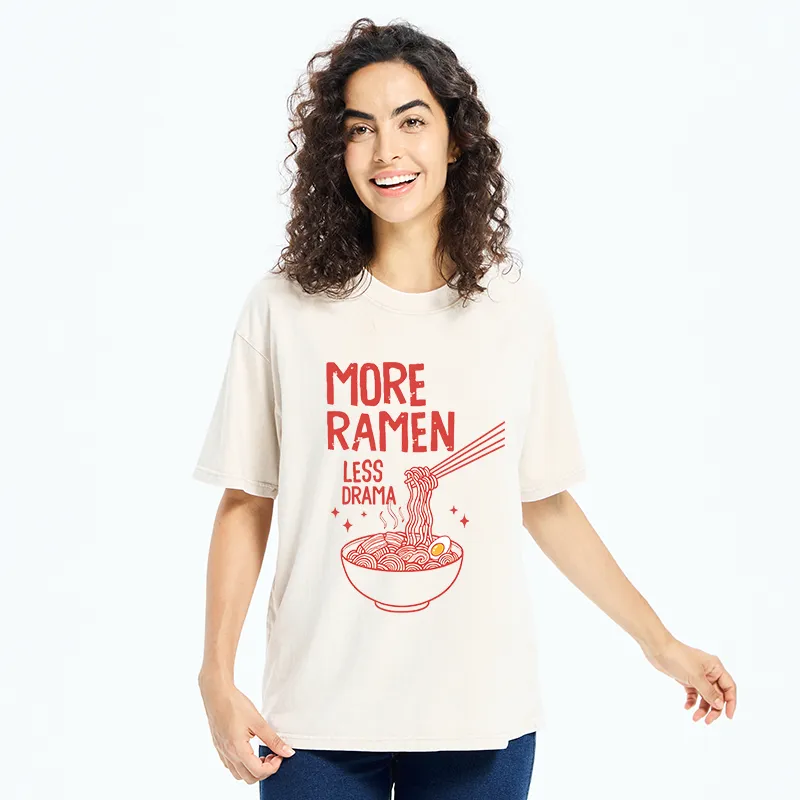 Tokyo-Tiger More Ramen Less Drama Washed T-Shirt