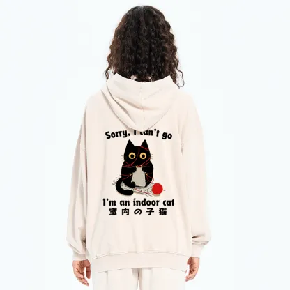 Tokyo-Tiger Indoor Cat Meme Washed Zip Hoodie