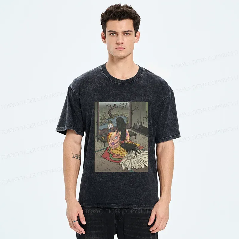Tokyo-Tiger Japanese Female Yokai Washed T-Shirt