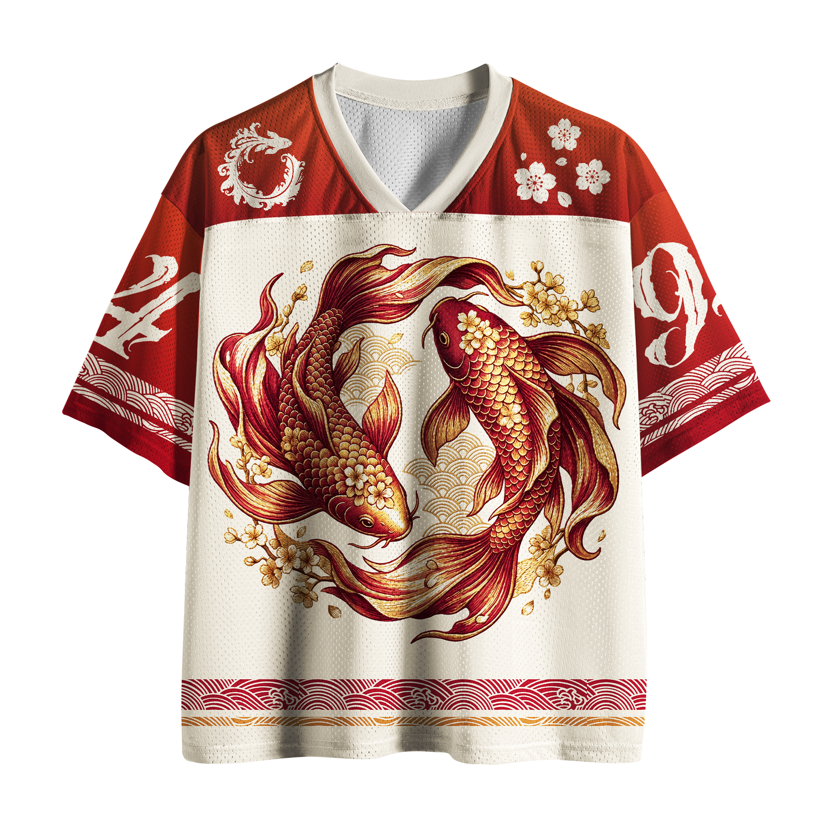Tokyo-Tiger Eternal Flow: Red Koi Mesh Jersey