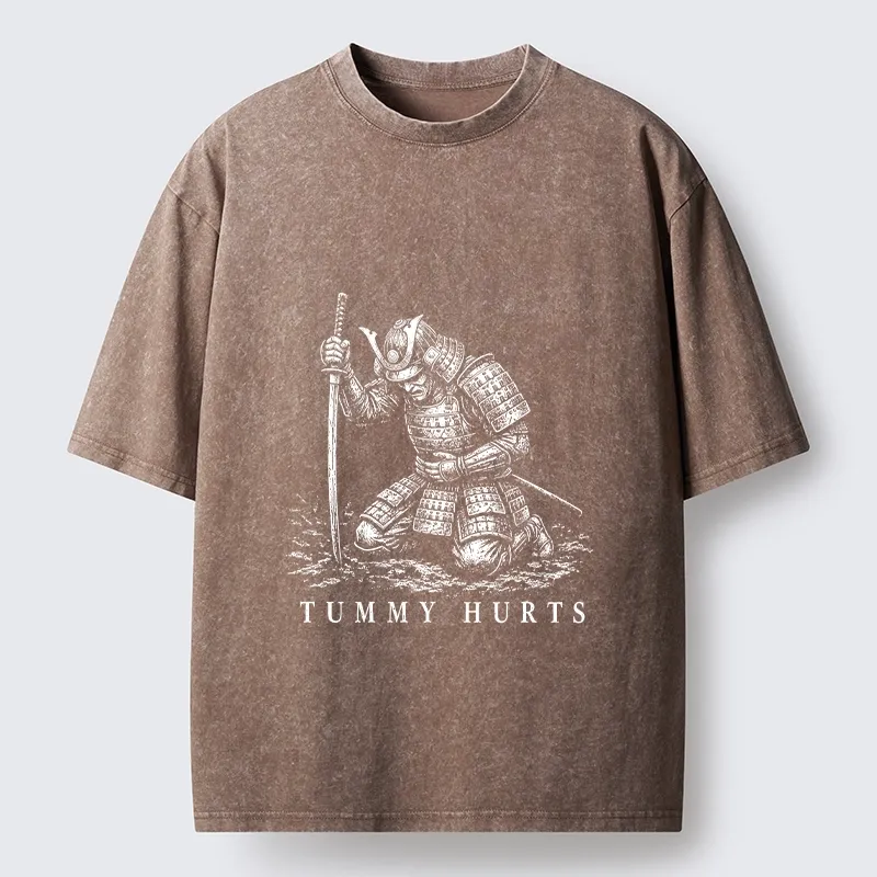 Tokyo‑Tiger Funny Tummy Hurts Washed T‑Shirt