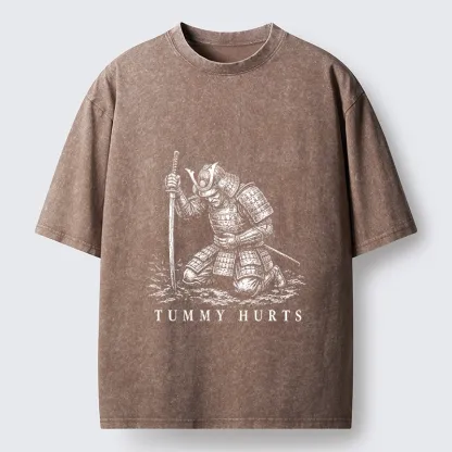 Tokyo‑Tiger Funny Tummy Hurts Washed T‑Shirt
