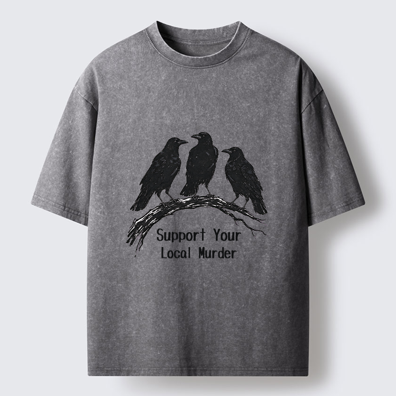 Tokyo-Tiger Crow Group Funny Meme Washed T-Shirt