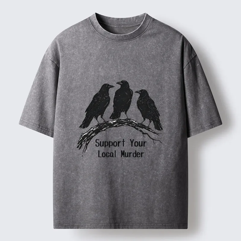 Tokyo-Tiger Crow Group Funny Meme Washed T-Shirt