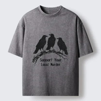 Tokyo-Tiger Crow Group Funny Meme Washed T-Shirt