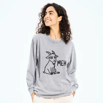 Tokyo-Tiger Funny Goat Meme Washed Long Sleeve T-Shirt