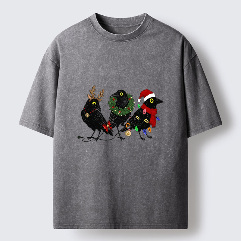 Tokyo-Tiger Funny Christmas Crow Meme Washed T-Shirt