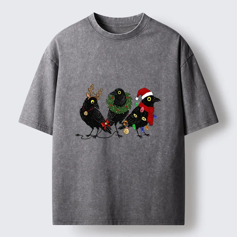 Tokyo-Tiger Funny Christmas Crow Meme Washed T-Shirt