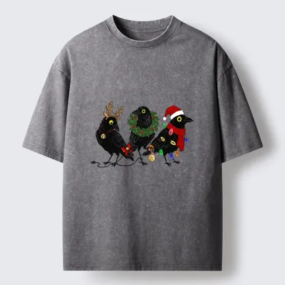 Tokyo-Tiger Funny Christmas Crow Meme Washed T-Shirt