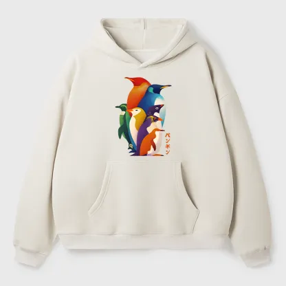 Tokyo-Tiger Cute Multi Tone Penguins Adult Fleece Hoodie