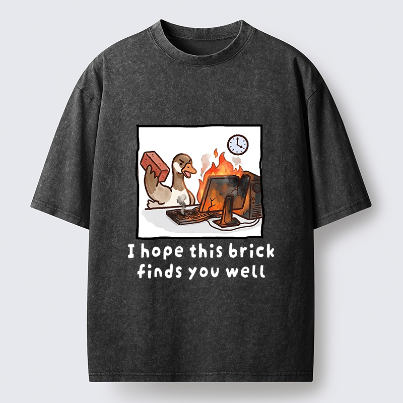 Tokyo-Tiger Office Angry Duck Graphic Washed T-Shirt