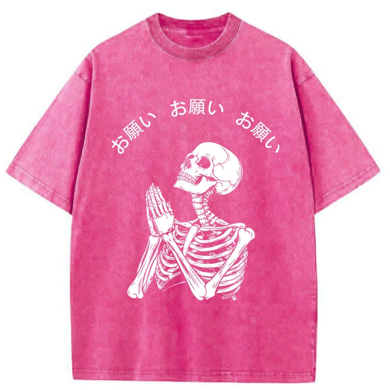 Tokyo-Tiger Skull Prayer Washed T-Shirt