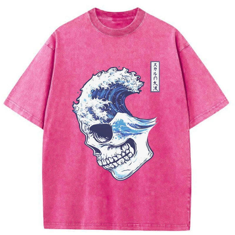 Tokyo-Tiger Skull Wave Washed T-Shirt