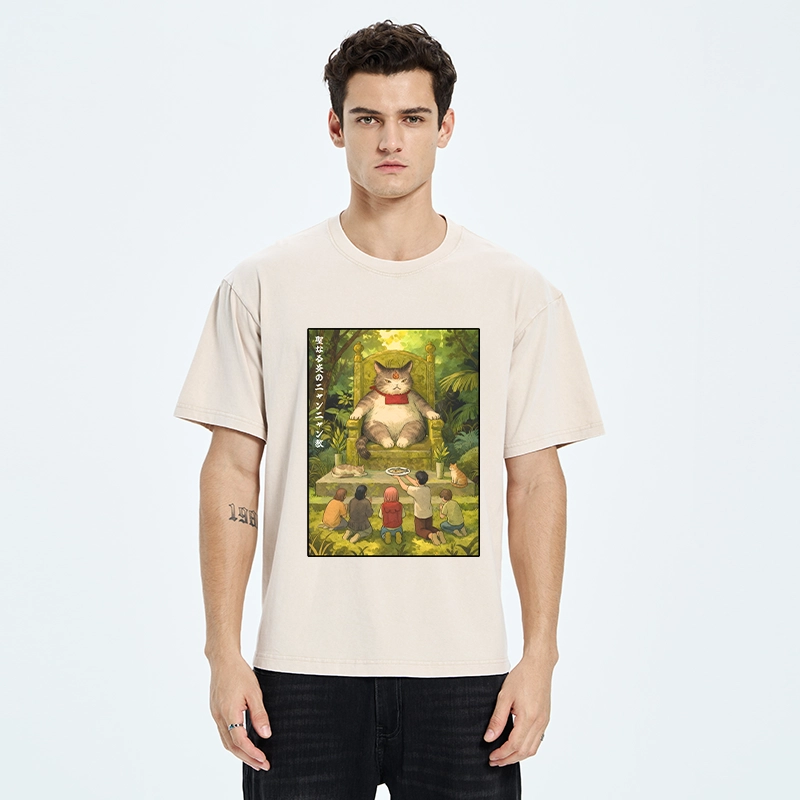 Tokyo-Tiger Cat Religion Meme With Humans Washed T-Shirt