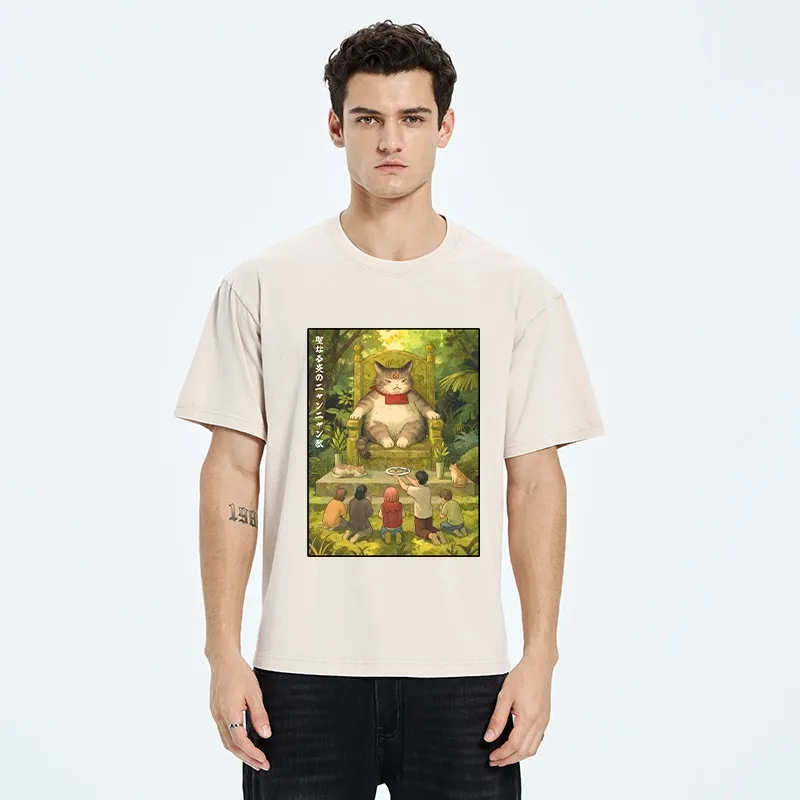 Tokyo-Tiger Cat Religion Meme With Humans Washed T-Shirt