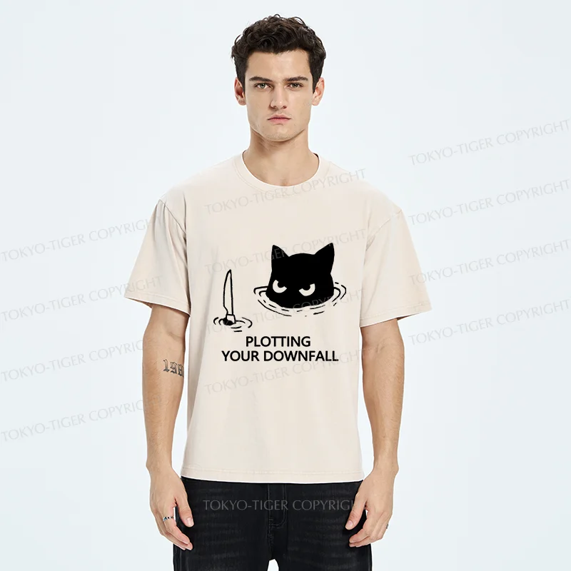 Tokyo-Tiger Cat Planning Something Bad Washed T-Shirt
