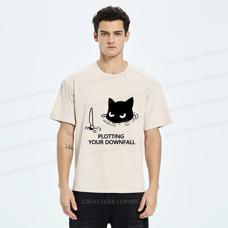 Tokyo-Tiger Cat Planning Something Bad Washed T-Shirt