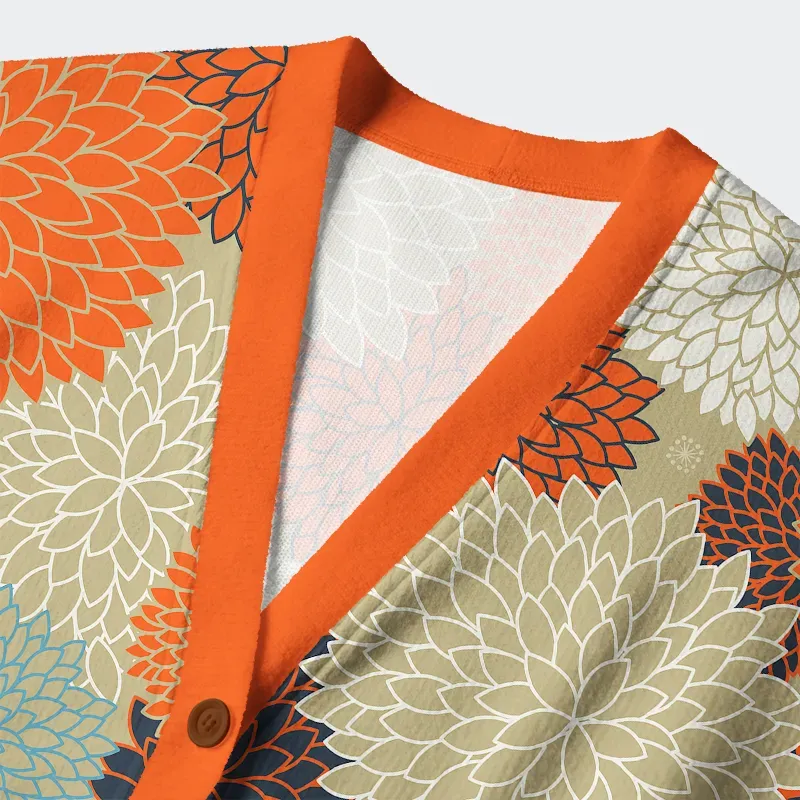 Tokyo-Tiger Autumn Flower Symphony Ugly Cardigan Sweater