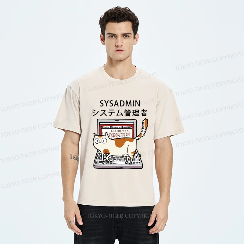 Tokyo-Tiger Naughty Cat Japan Washed T-Shirt