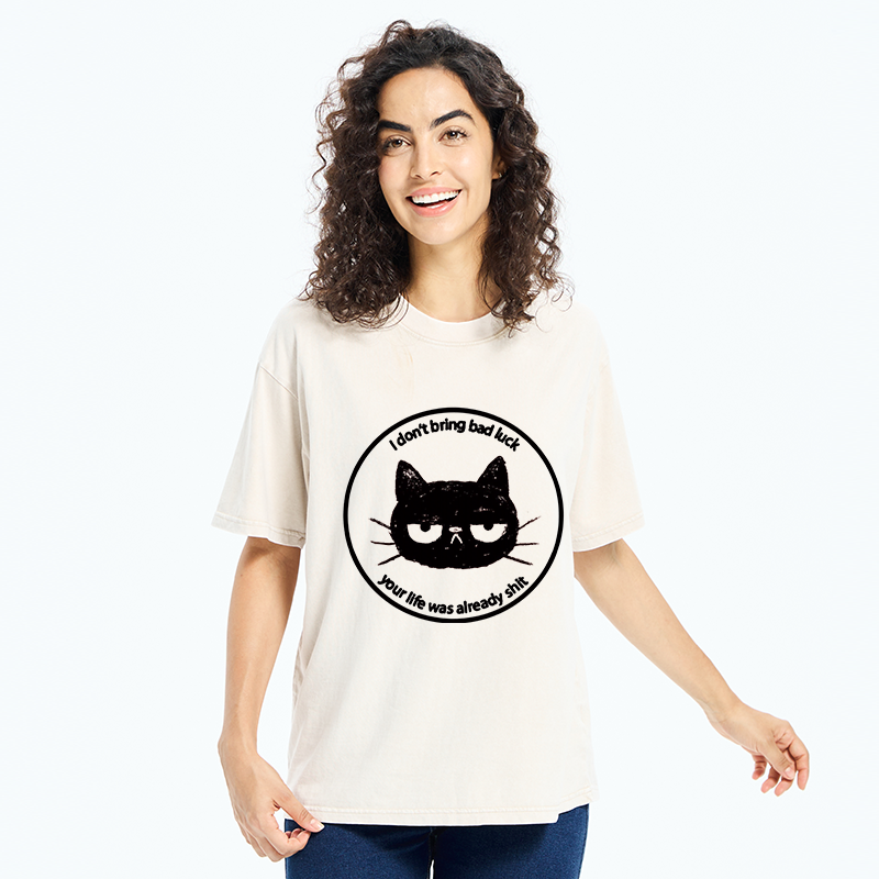 Tokyo-Tiger Black Cat Won't Bring Bad Luck Washed T-Shirt