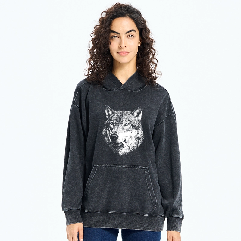 Tokyo-Tiger Cool Wolf Meme Bad Decisions Pending Washed Hoodie