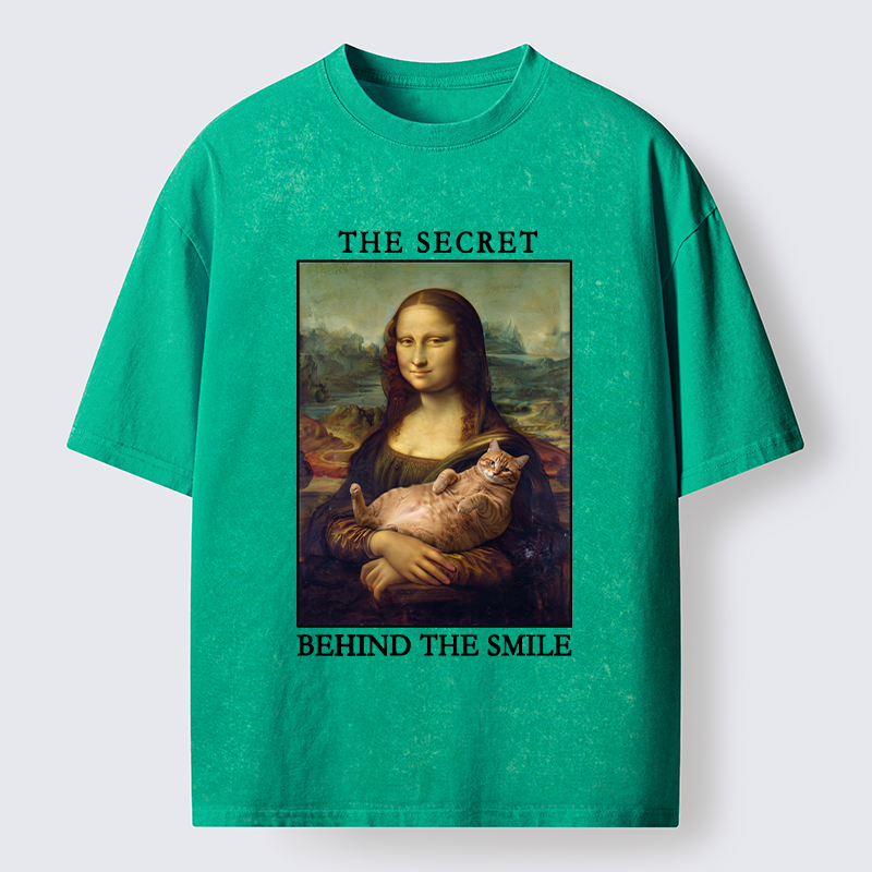 Tokyo‑Tiger Mona Lisa Cat Meme Washed T‑Shirt