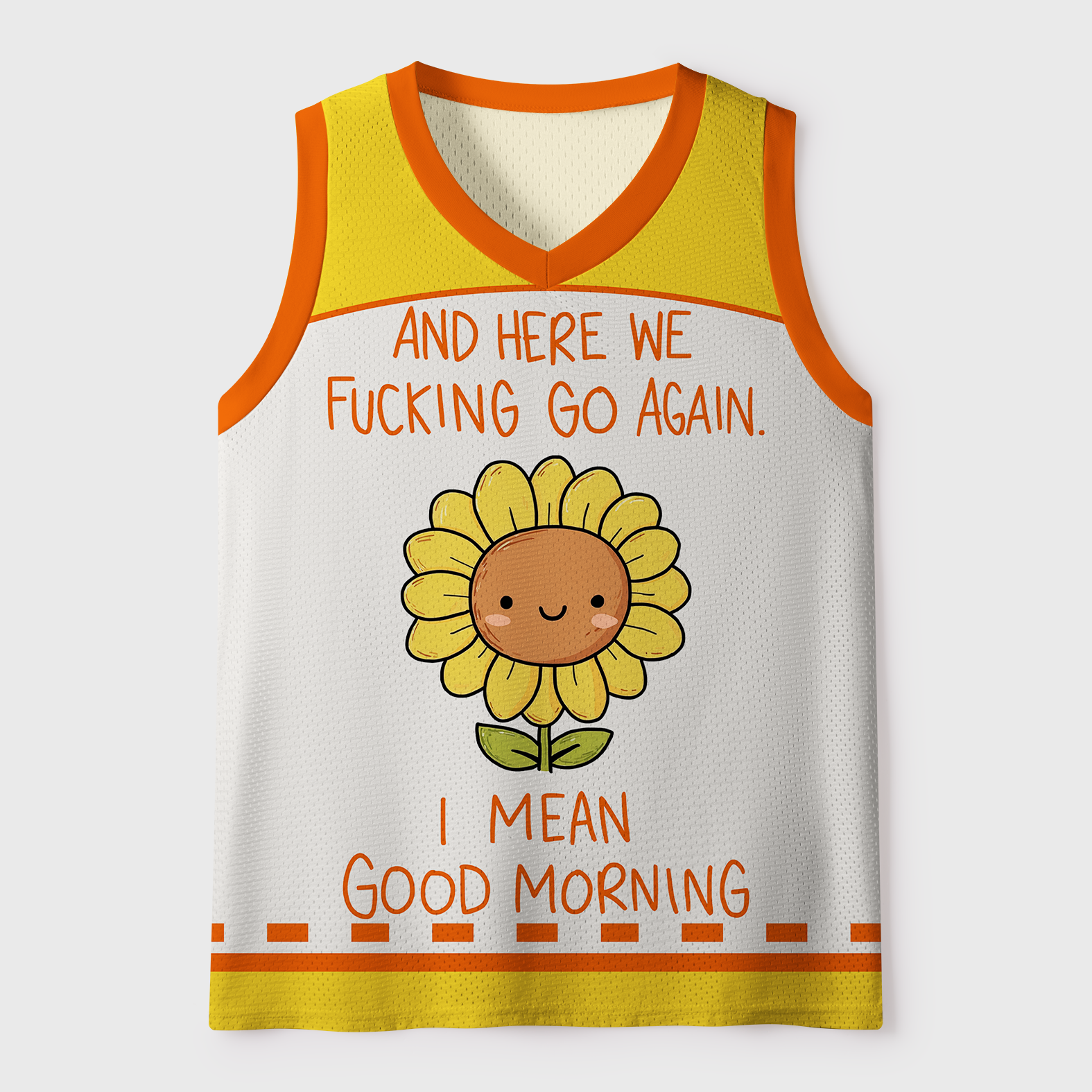 Tokyo-Tiger "And Here We Go Again"Sarcastic Morning Mesh Tank Top