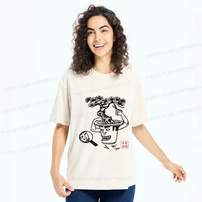 Tokyo-Tiger Potted Plant Funny Washed T-Shirt