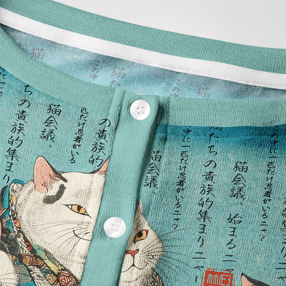 Tokyo-Tiger Formal Gathering of Ukiyo-e Cat Nobles Women's Lightweight Cardigan