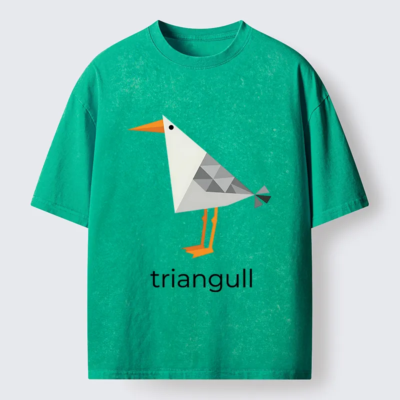 Tokyo-Tiger Cute Triangle Seagull Washed T-Shirt