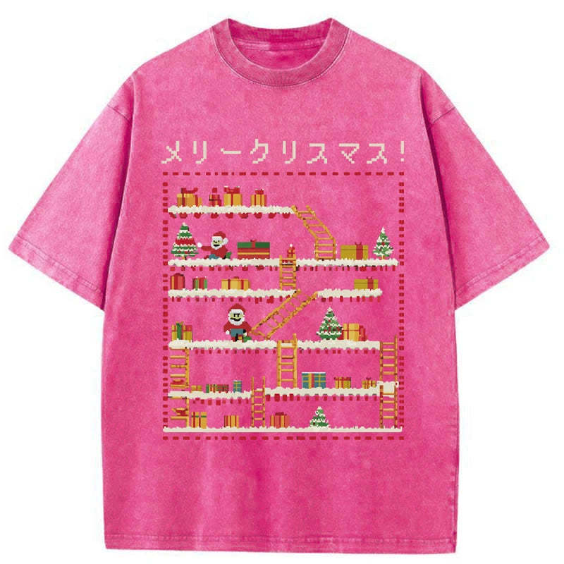 Tokyo-Tiger Santa Claus Climber Christmas Washed T-Shirt