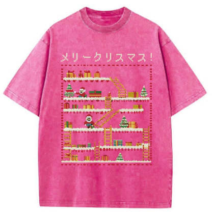 Tokyo-Tiger Santa Claus Climber Christmas Washed T-Shirt